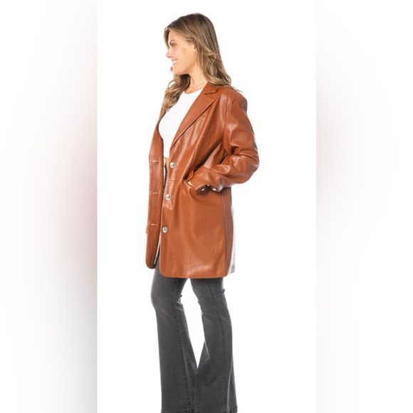 NWOT JUICY COUTURE Oversized Faux Leather Blazer Style Trench Coat - Picture 2 of 16